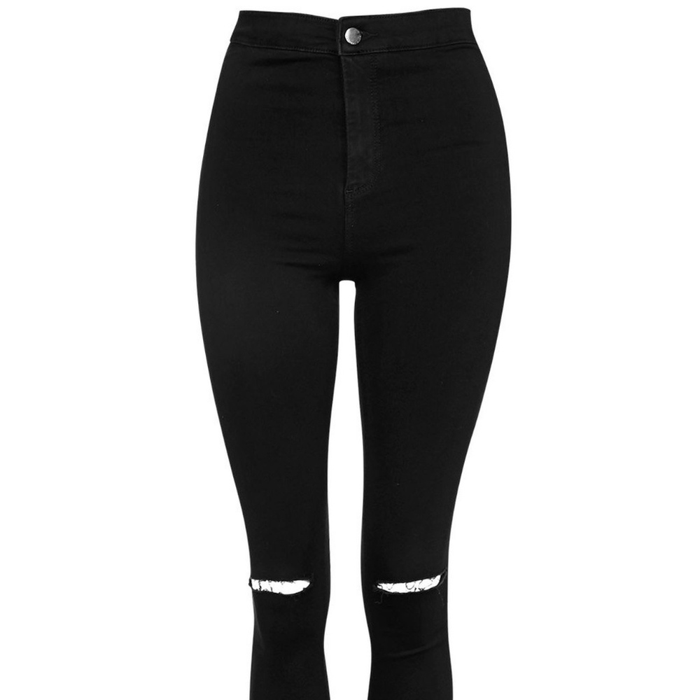 TopShop Black Ripped Joni Jeans